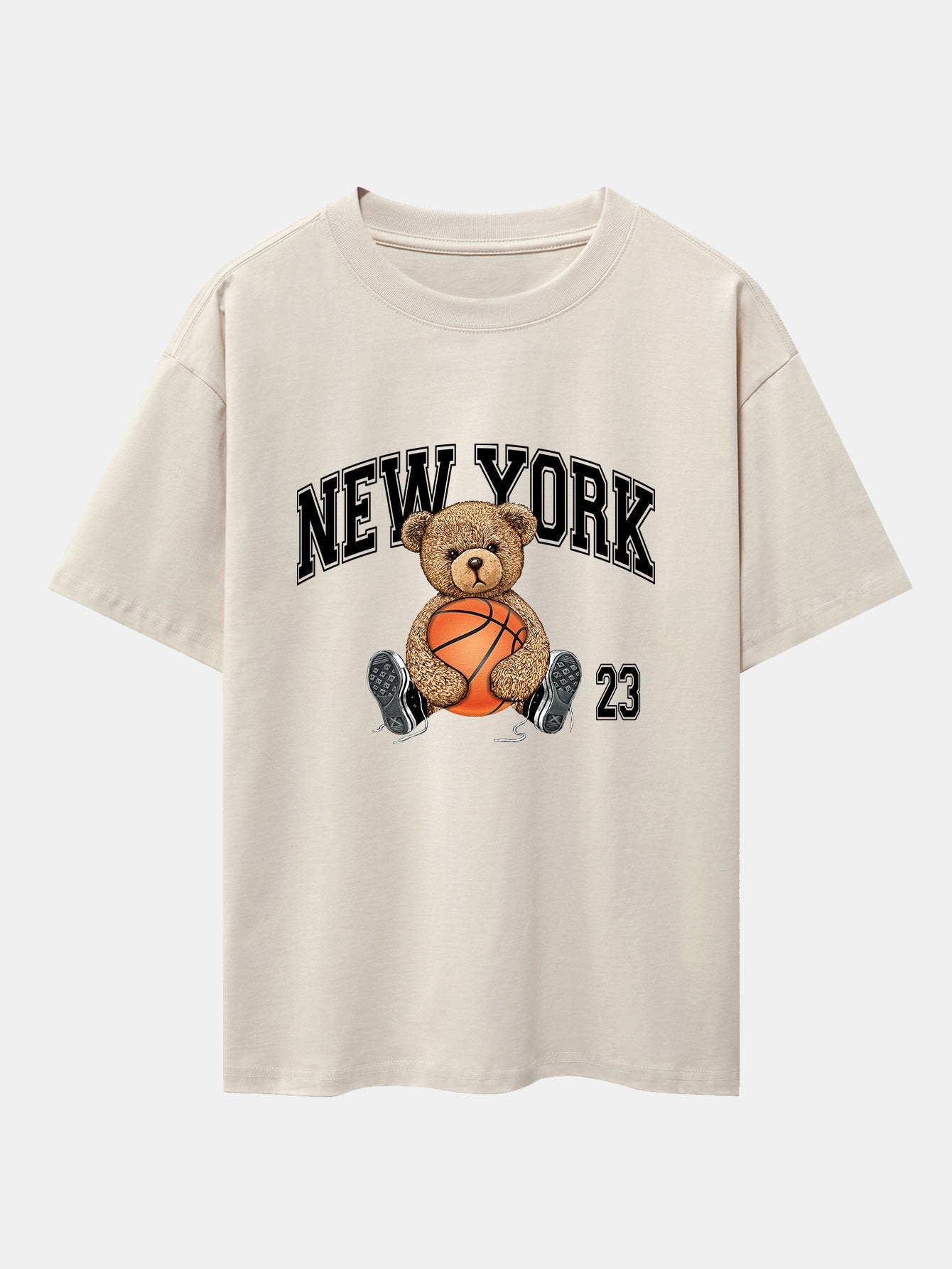 New York Basketball Bear Print Heavy Weight Oversize T-Shirt