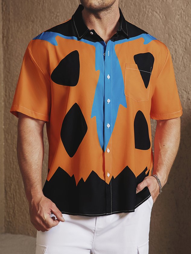 Creative Chest Pocket Short Sleeve Casual Shirt