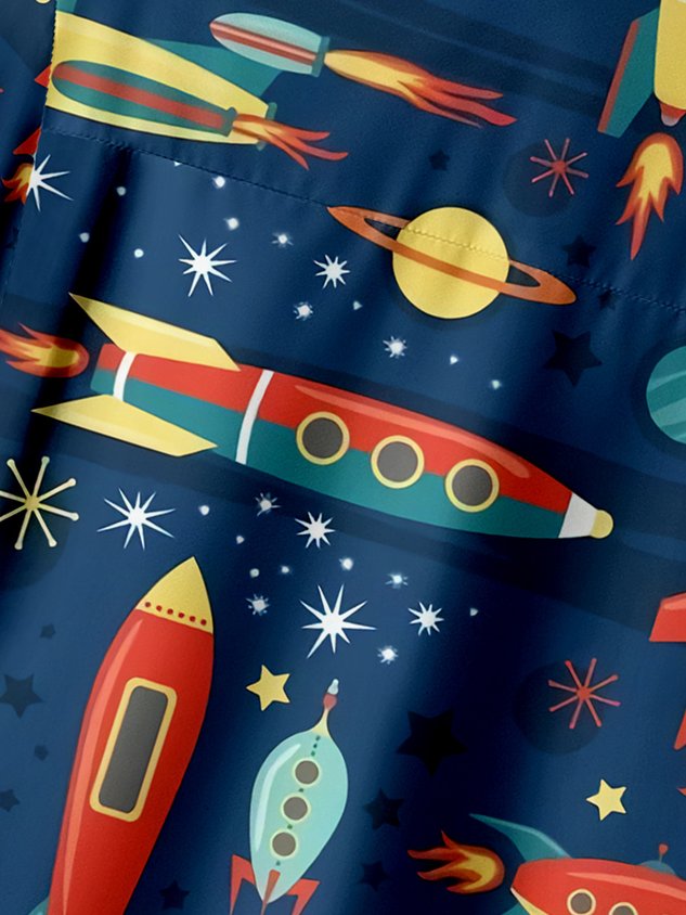 Rockets Chest Pocket Short Sleeves Casual Shirts