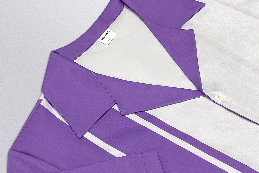 Purple Panel Print Short Sleeve Walking Suit