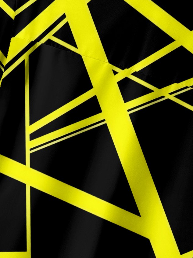 Art Geometric Chest Pocket Short Sleeve Casual Shirt